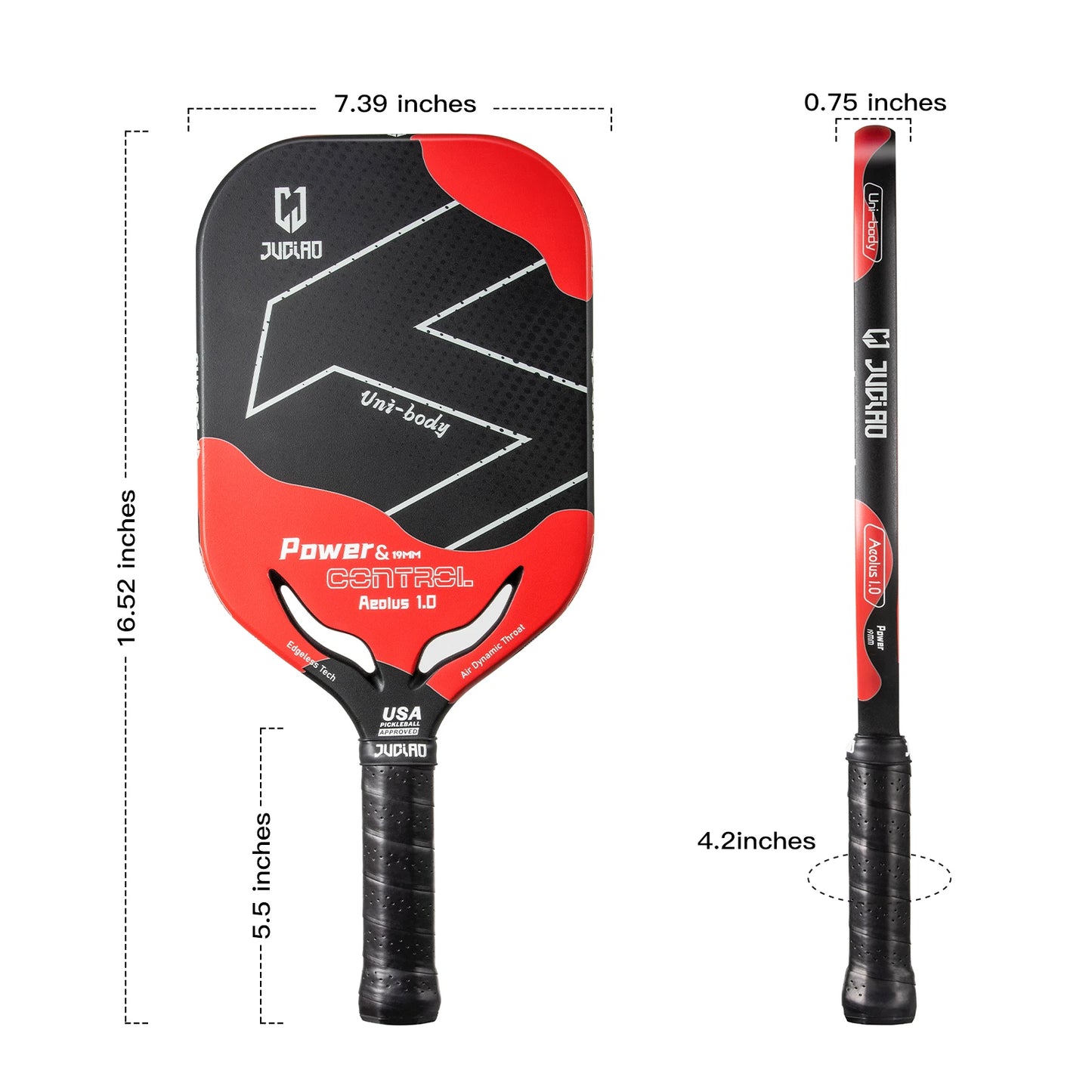 Raquette Pickleball JUCIAO Carbone 19mm – Puissance & Contrôle